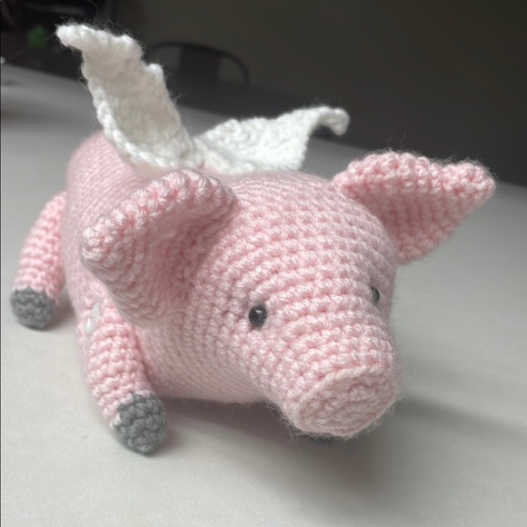 Handmade Pink Pig with Wings Plush Toy - Picture 5 of 5